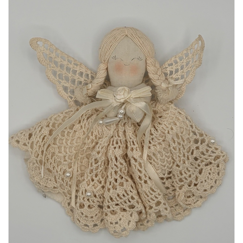 Vintage Angel Doll Cloth & Crochet Wall Hanging Ornament